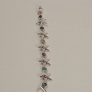 Vintage Abalone Shell Starfish Bracelet Silver Tone Nautical Sea Life